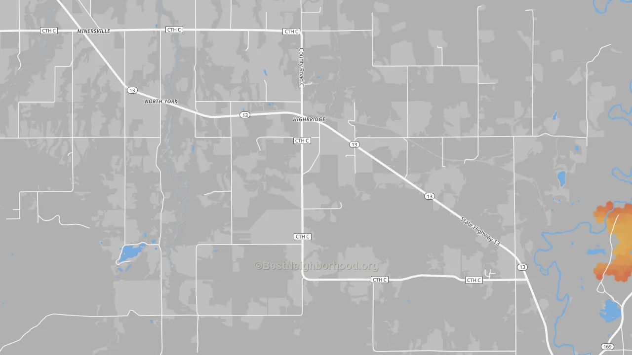 Bike Grade map of 54846, WI