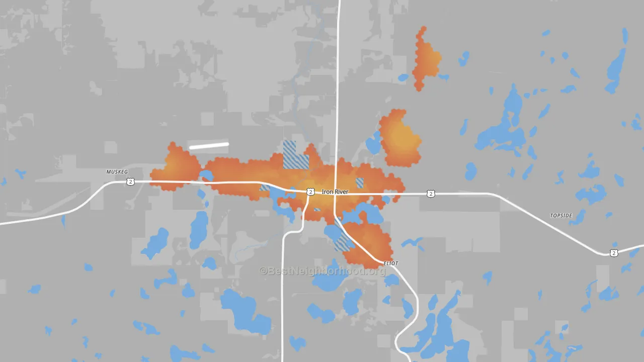 Bike Grade map of 54847, WI