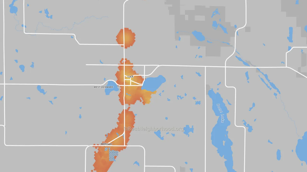 Bike Grade map of 54853, WI