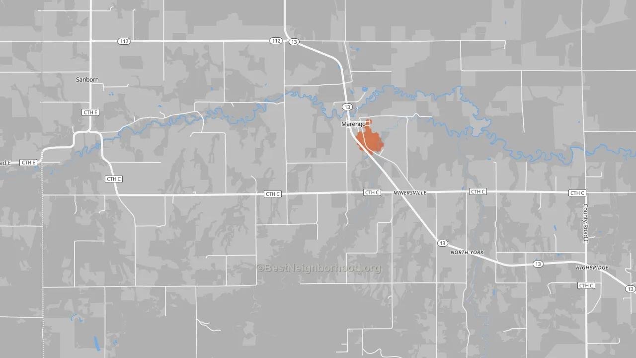 Bike Grade map of 54855, WI