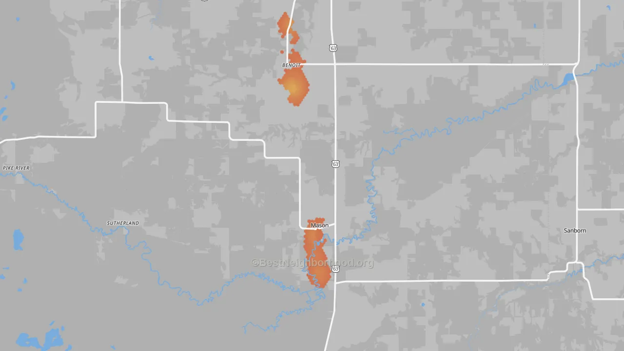 Bike Grade map of 54856, WI
