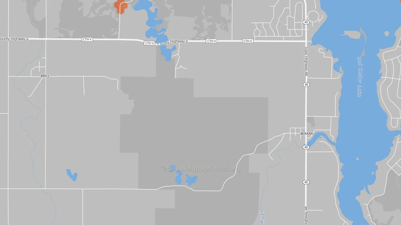 Bike Grade map of 54857, WI