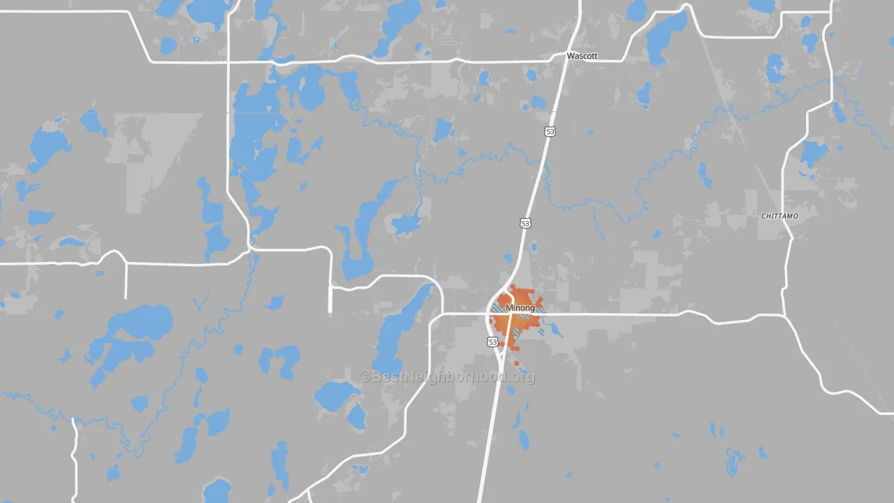 Bike Grade map of 54859, WI