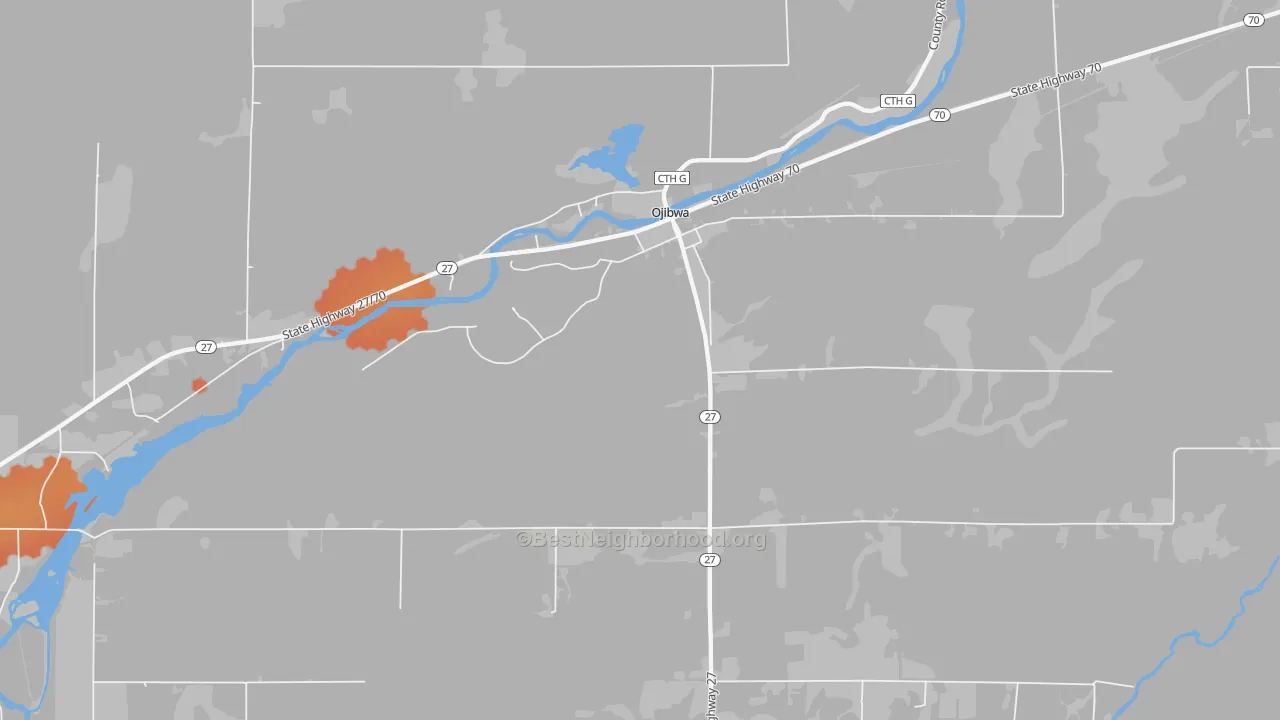 Bike Grade map of 54862, WI