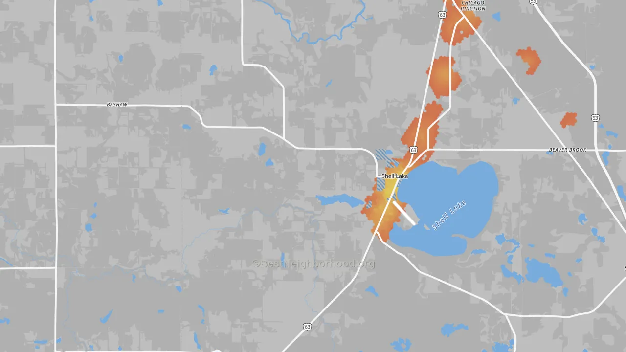 Bike Grade map of 54871, WI
