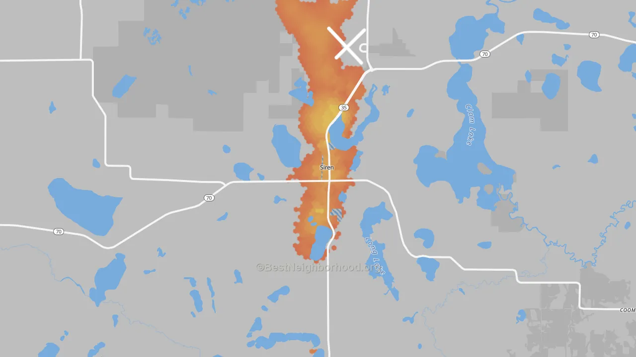 Bike Grade map of 54872, WI