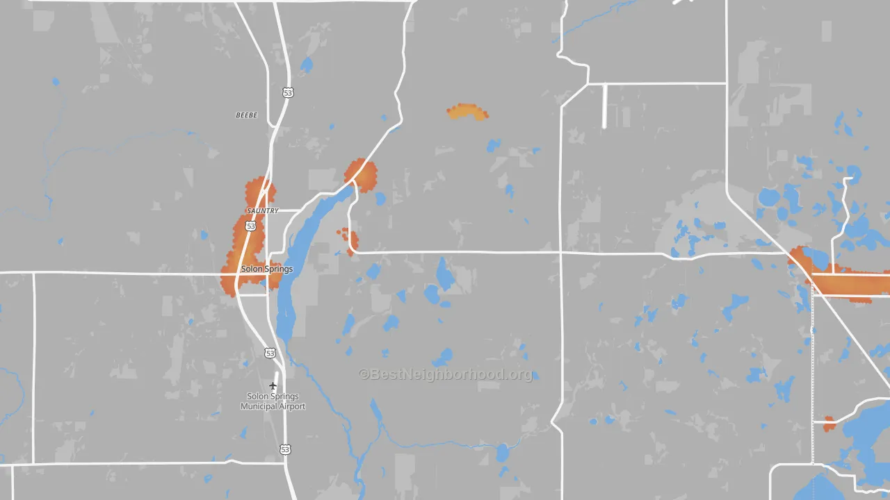 Bike Grade map of 54873, WI