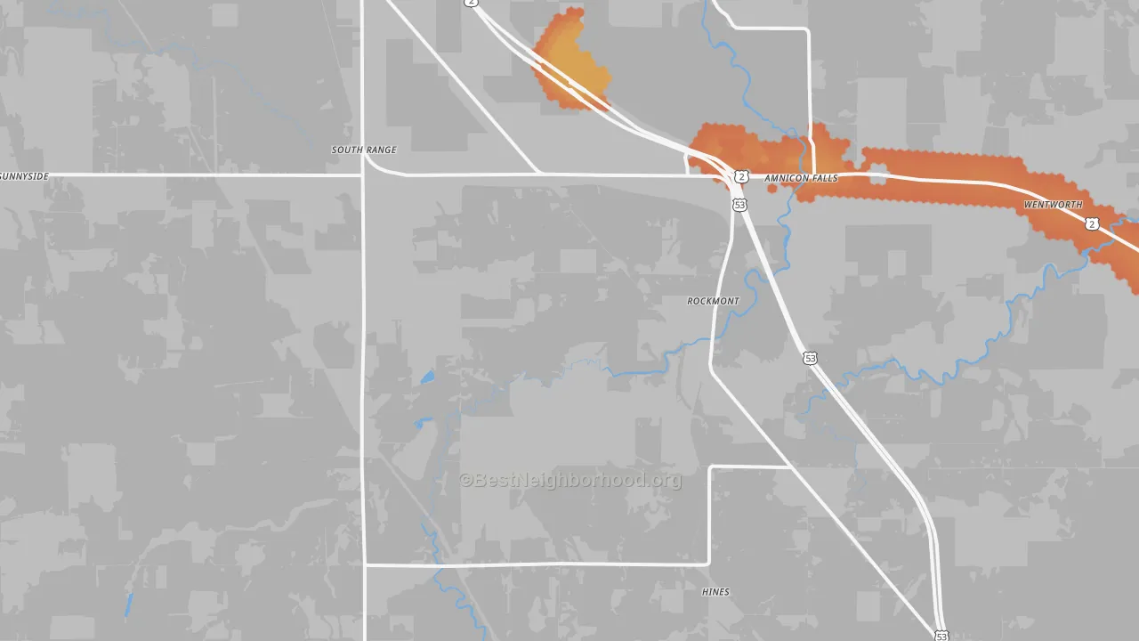 Bike Grade map of 54874, WI