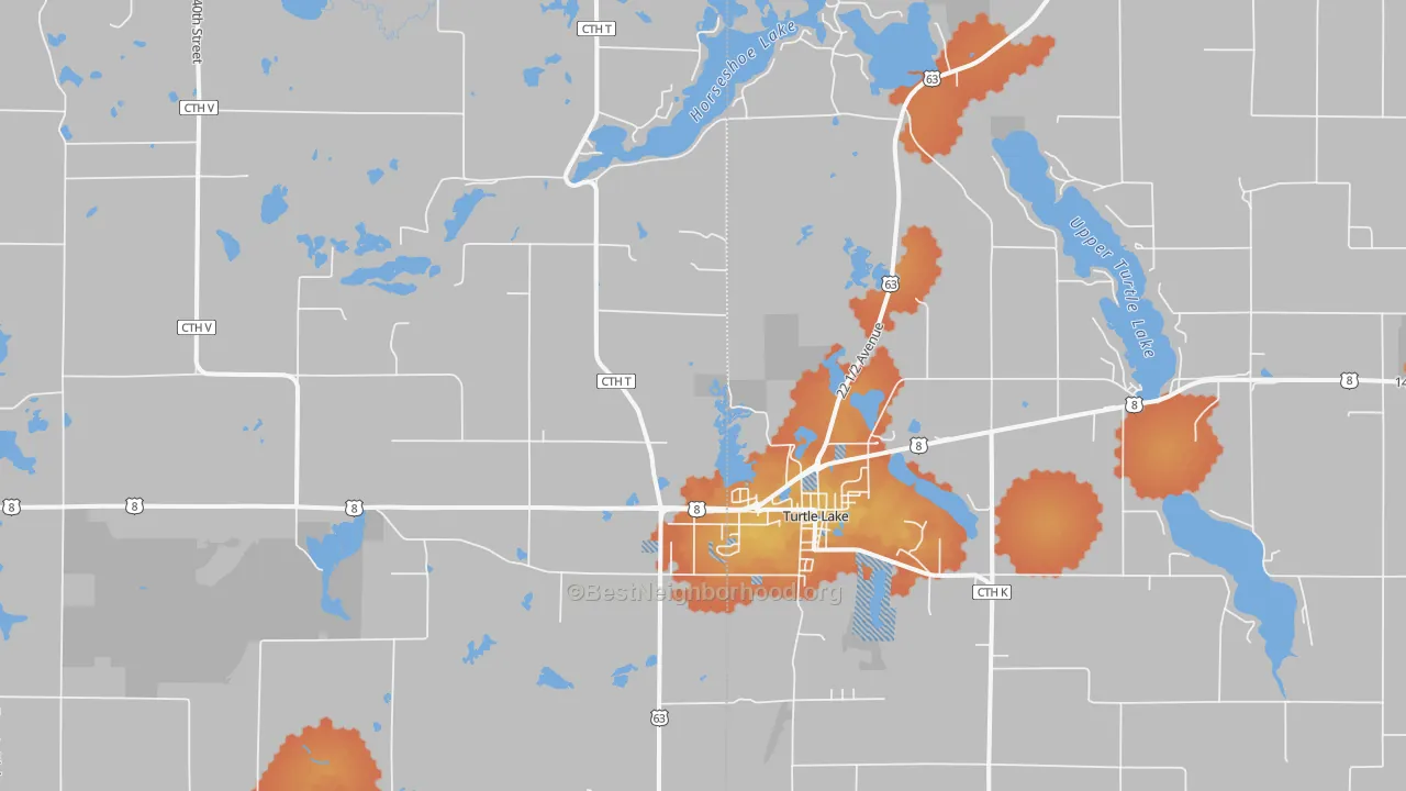 Bike Grade map of 54889, WI