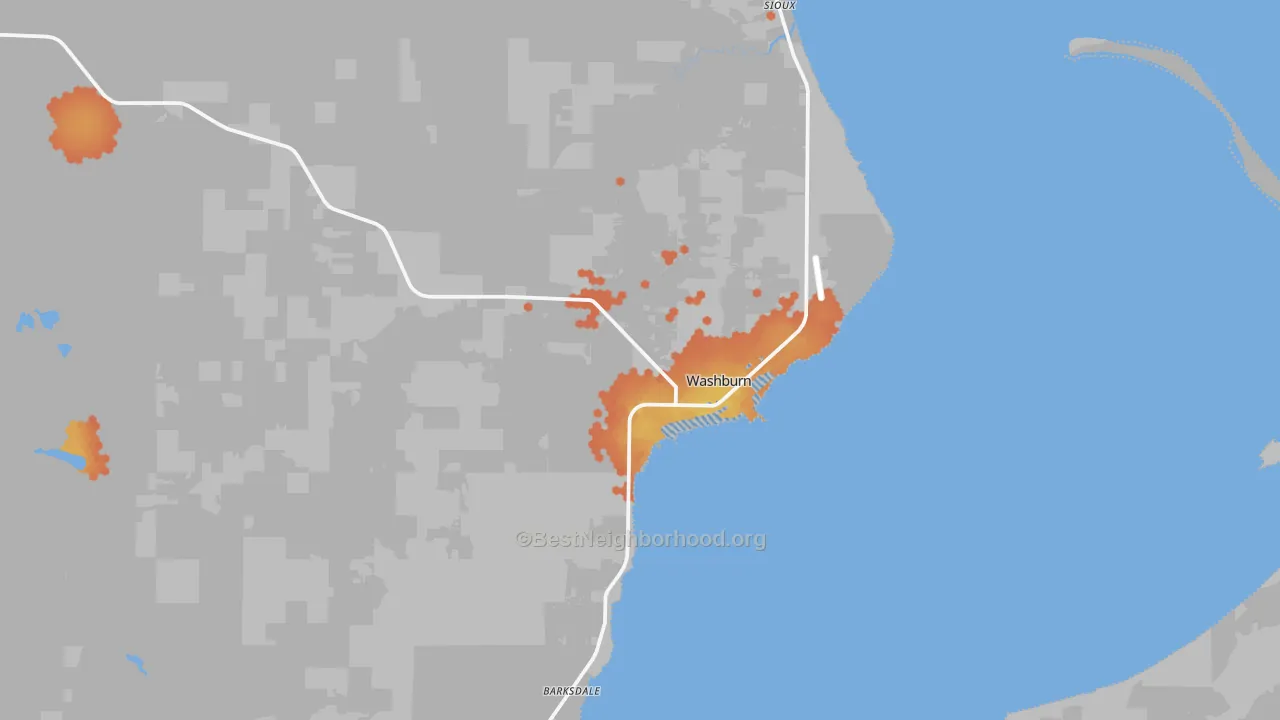 Bike Grade map of 54891, WI
