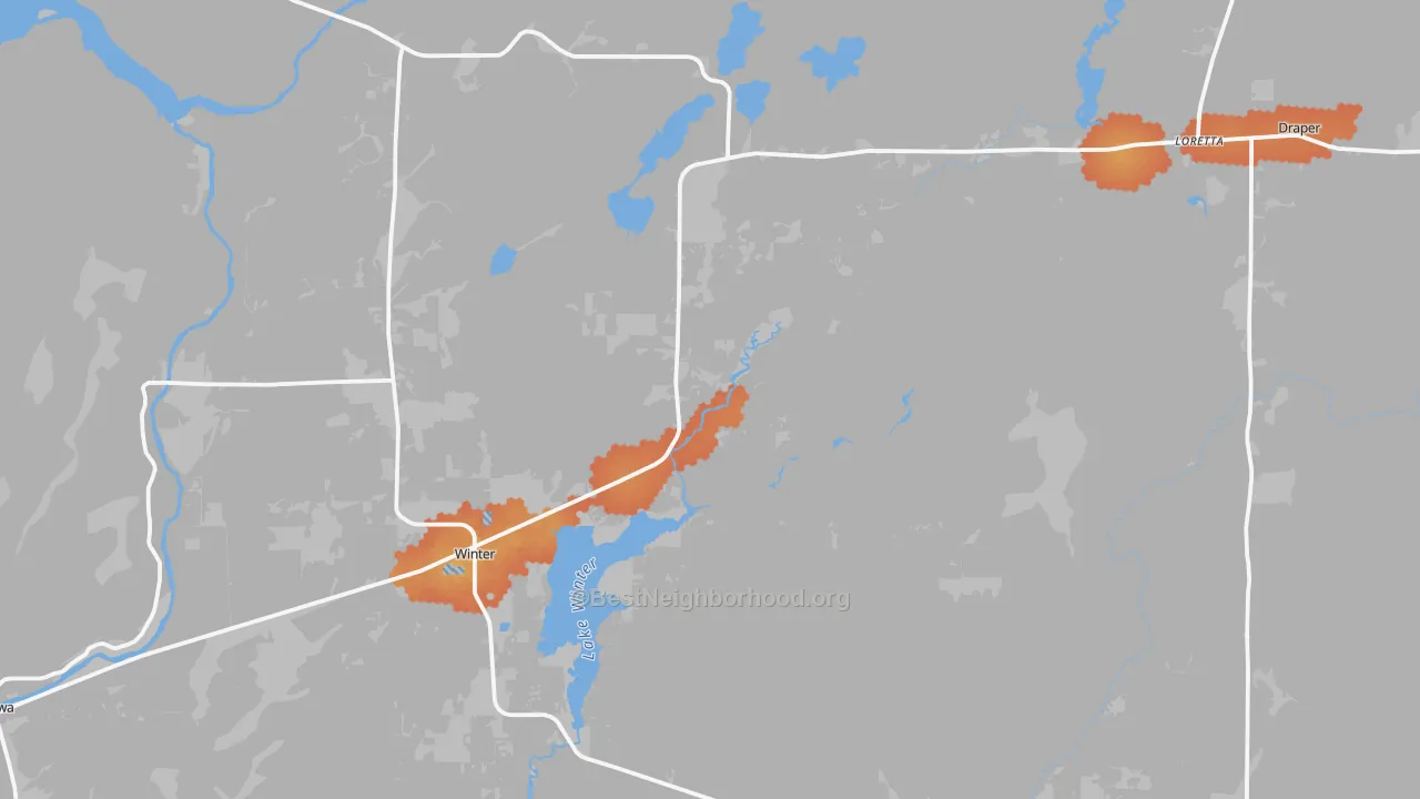 Bike Grade map of 54896, WI