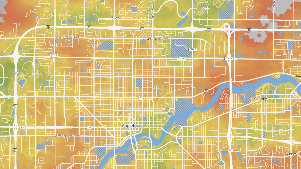 Bike Grade map of 54911, WI