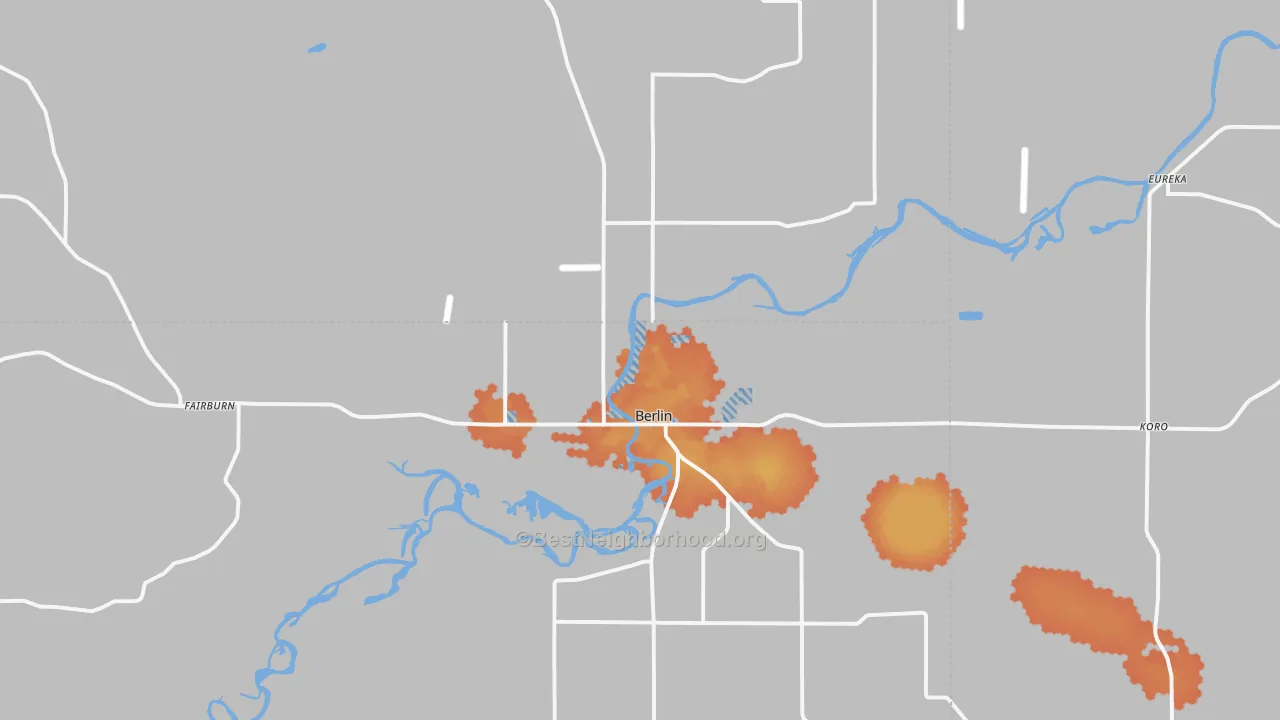 Bike Grade map of 54923, WI