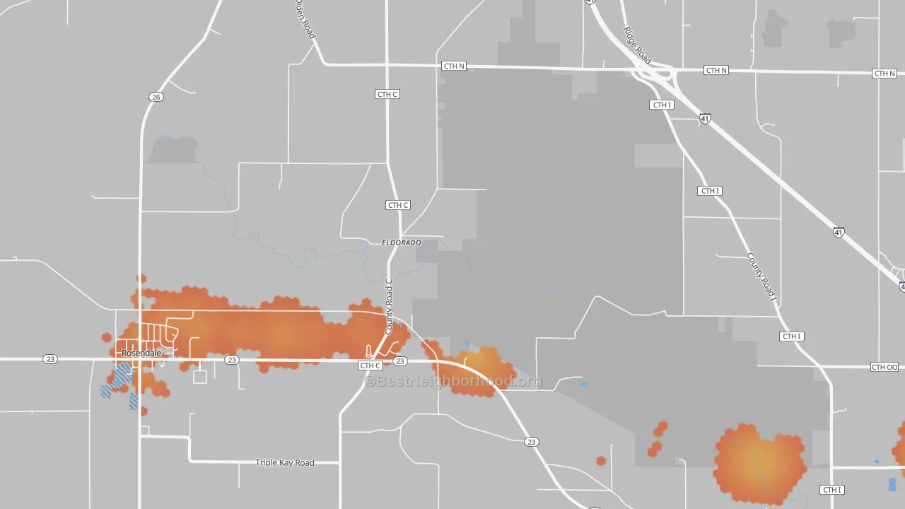 Bike Grade map of 54932, WI