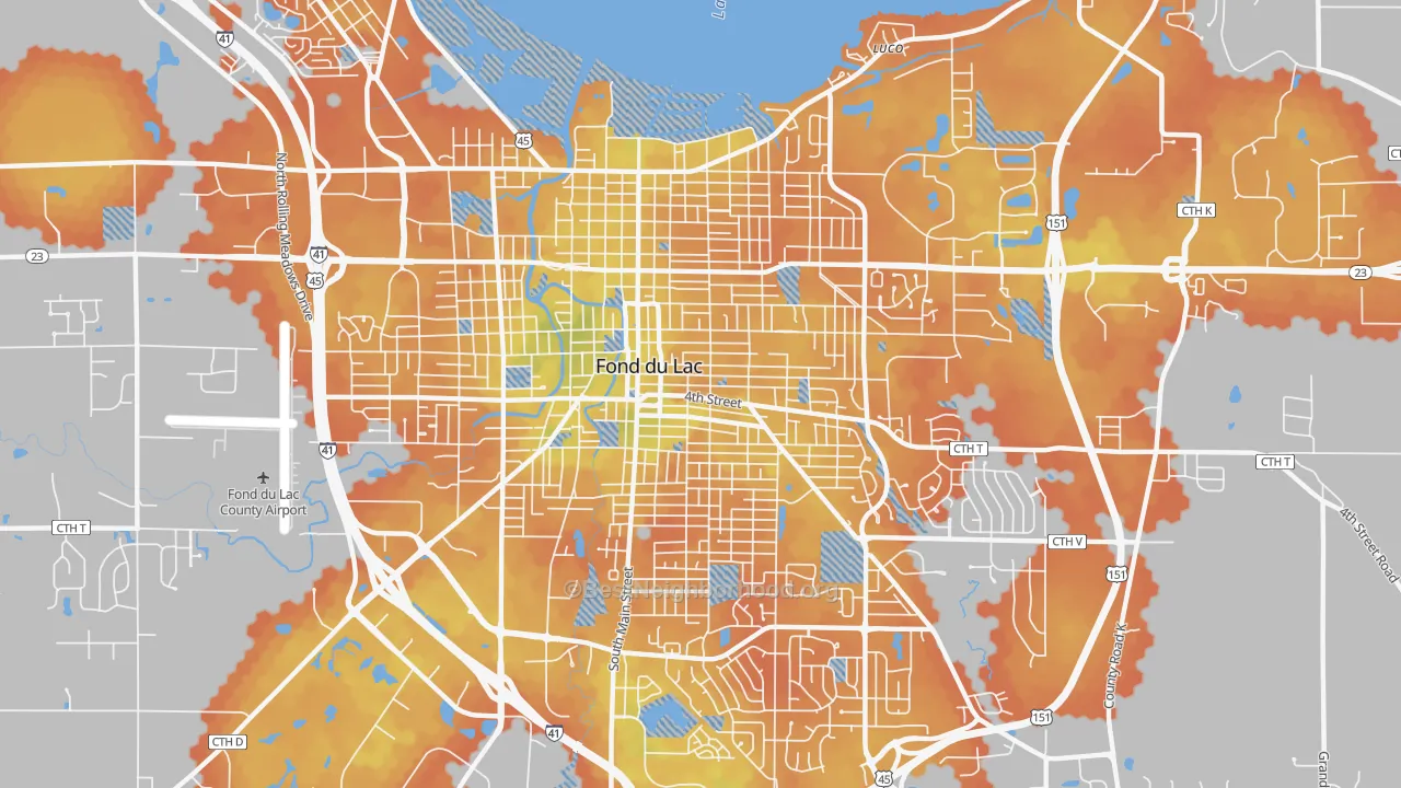 Bike Grade map of 54935, WI