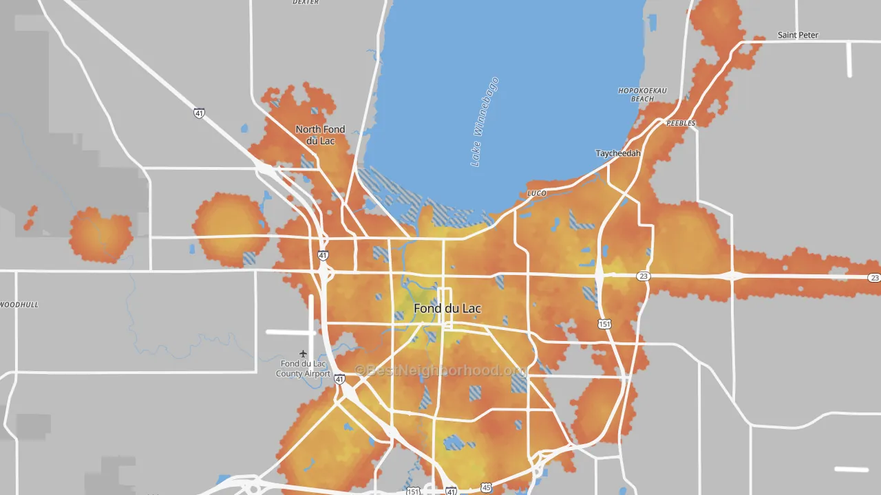 Bike Grade map of 54937, WI