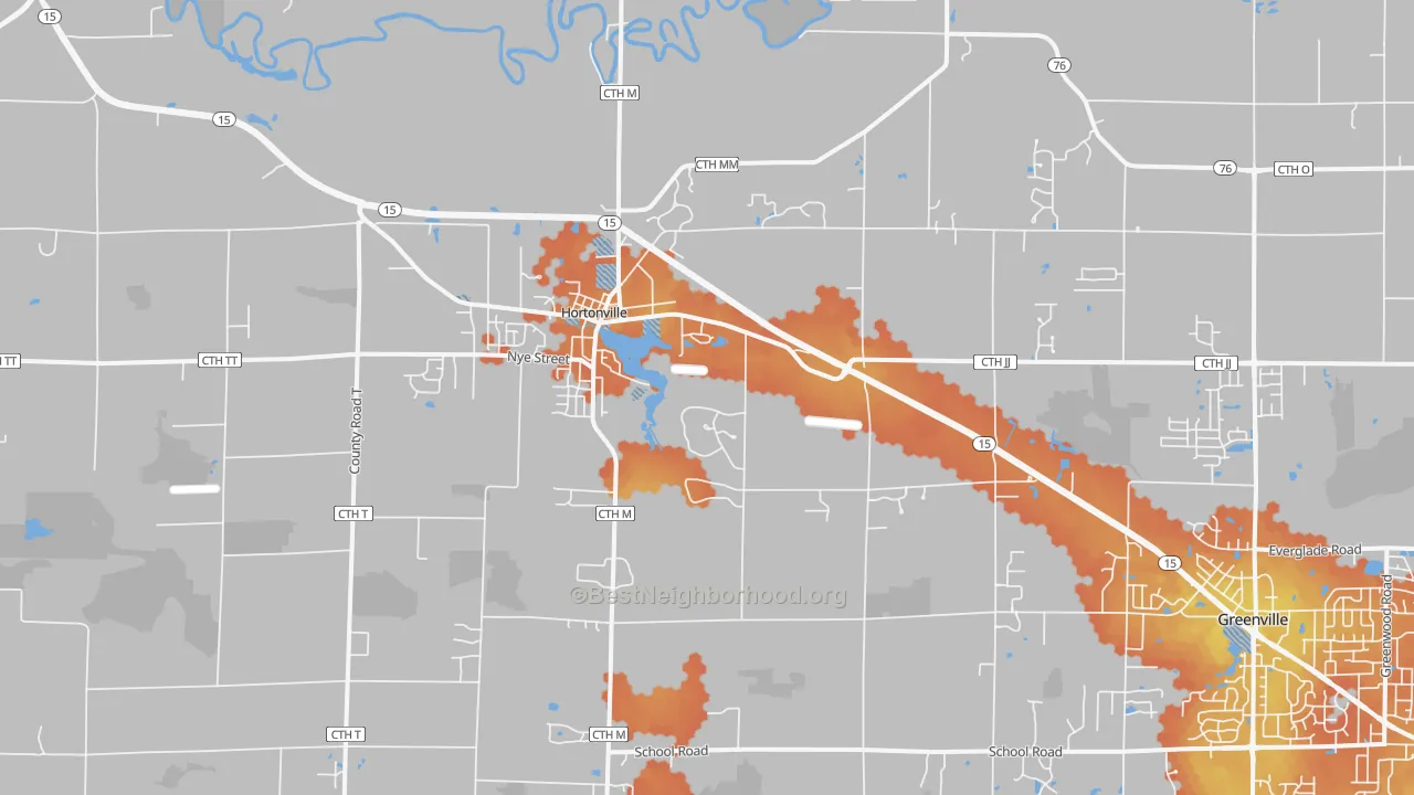Bike Grade map of 54944, WI