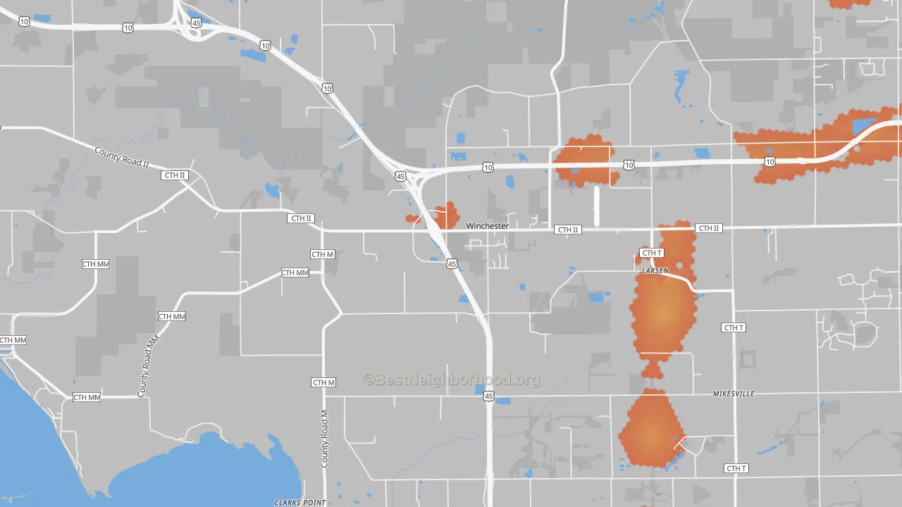 Bike Grade map of 54947, WI