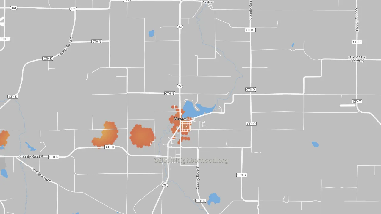 Bike Grade map of 54949, WI