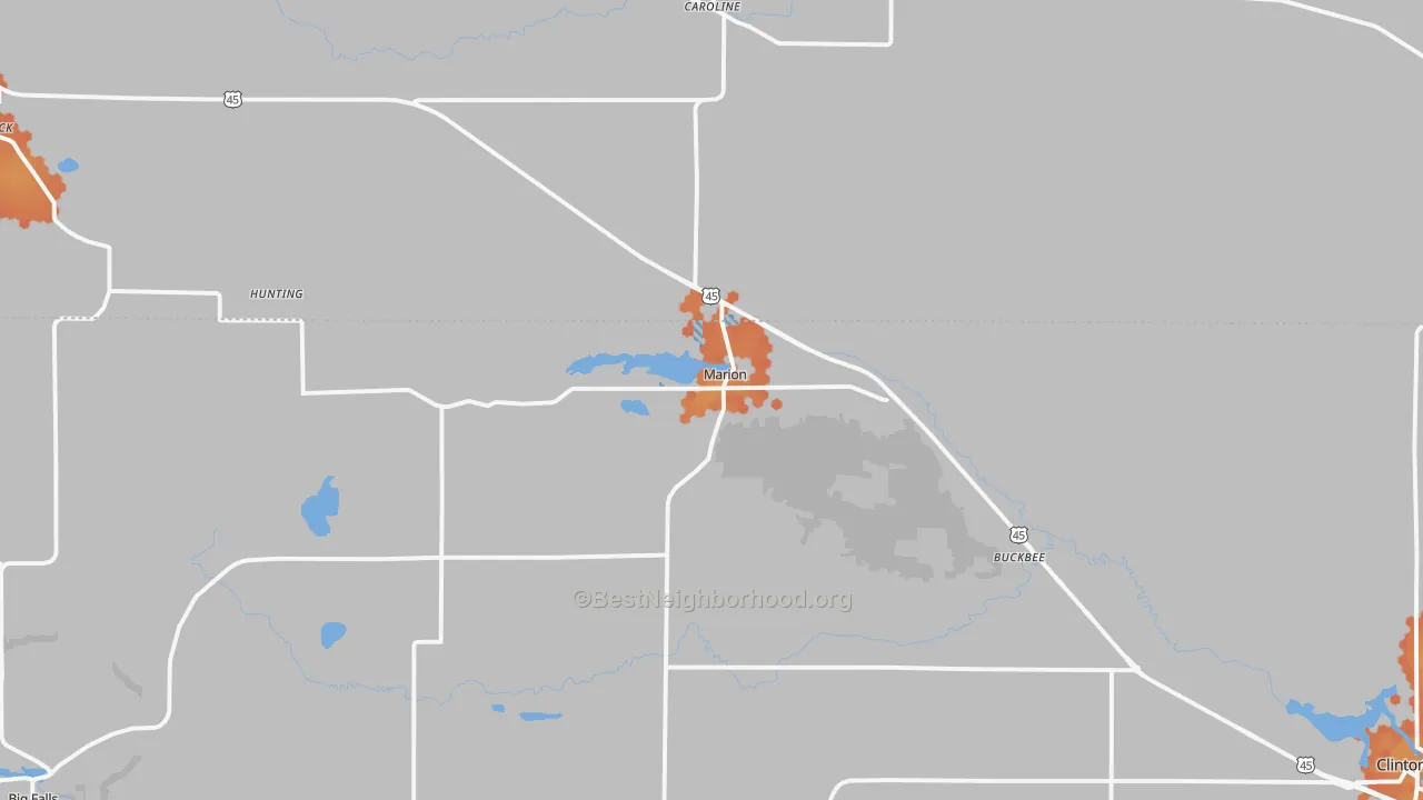 Bike Grade map of 54950, WI
