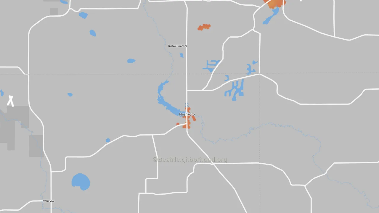 Bike Grade map of 54960, WI