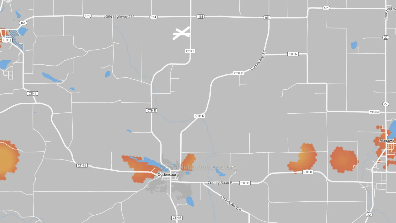 Bike Grade map of 54962, WI