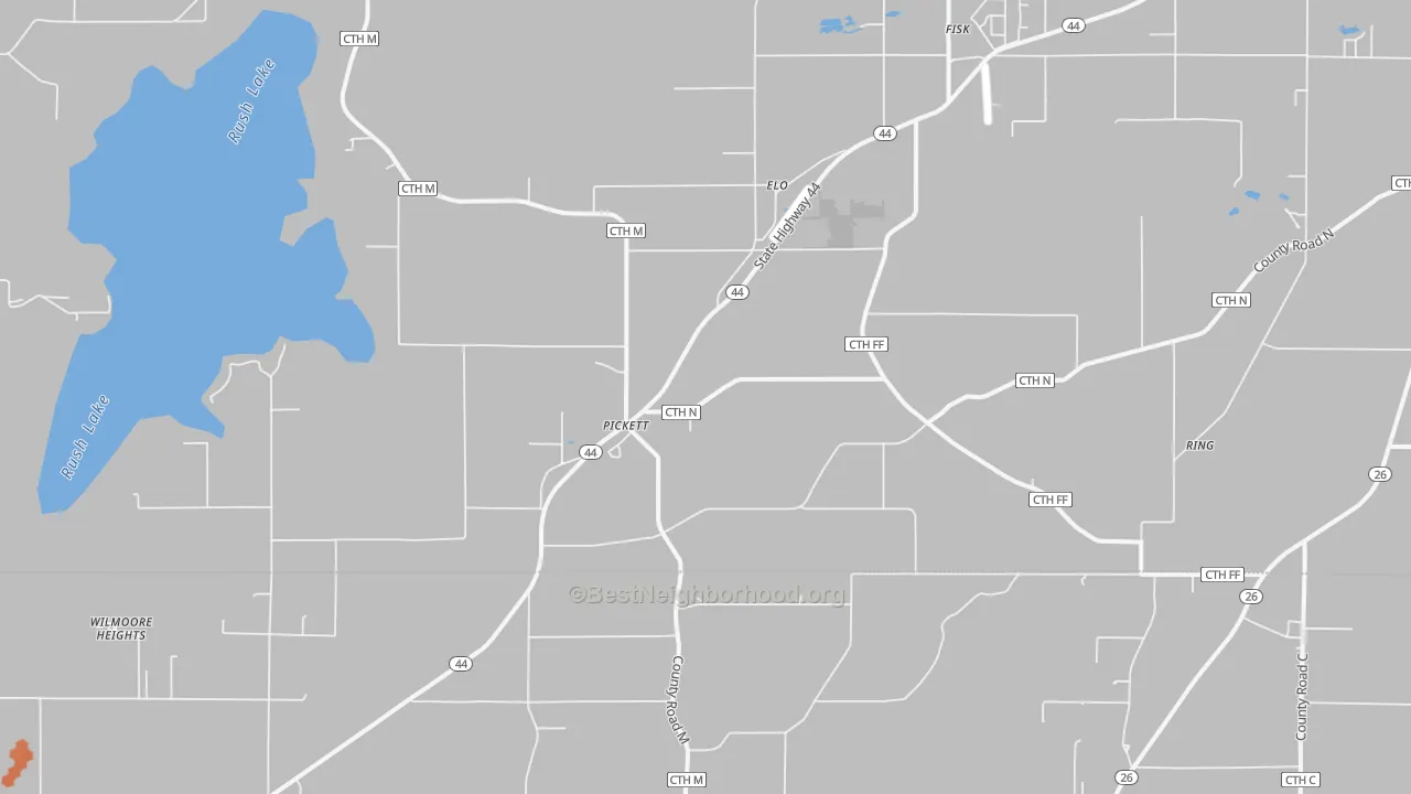 Bike Grade map of 54964, WI