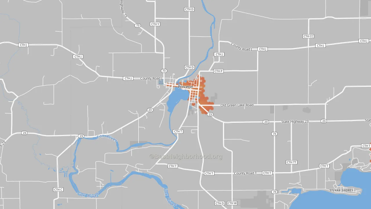 Bike Grade map of 54968, WI
