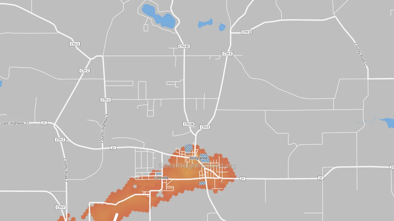 Bike Grade map of 54970, WI