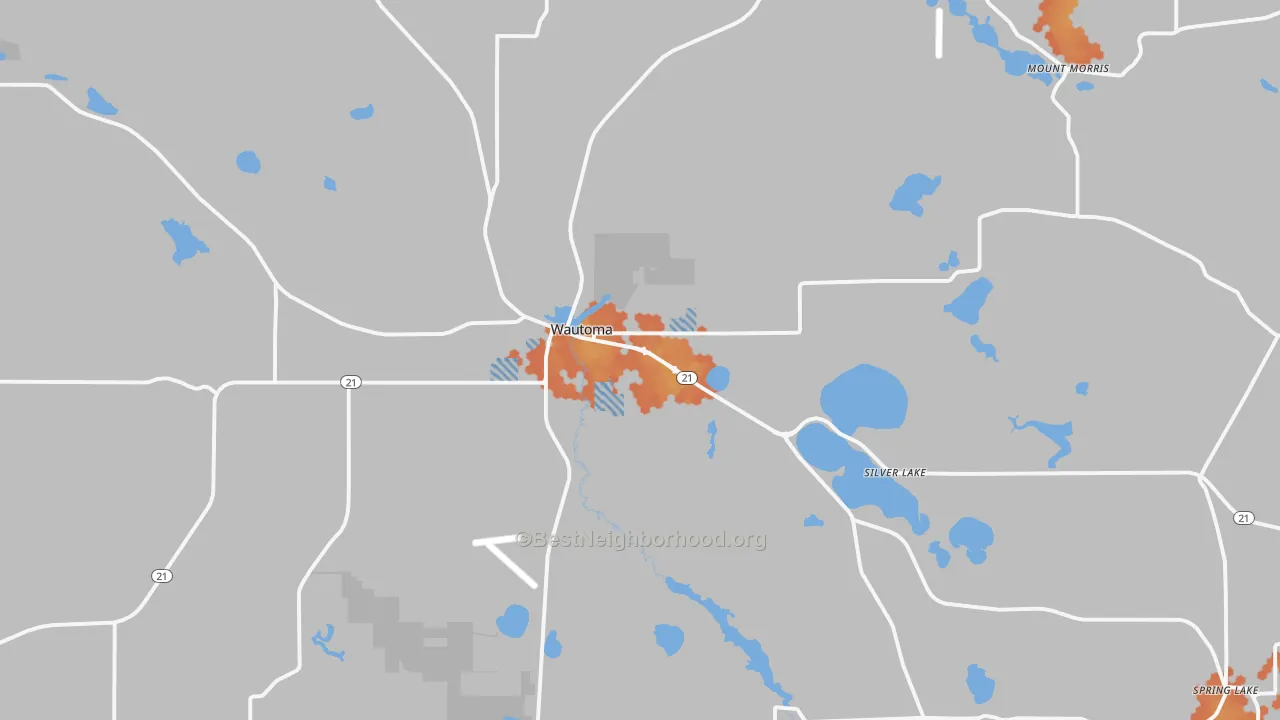 Bike Grade map of 54982, WI