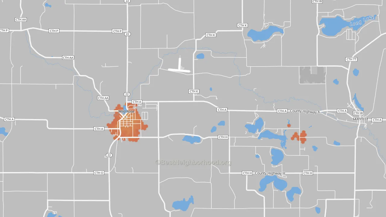 Bike Grade map of 54984, WI