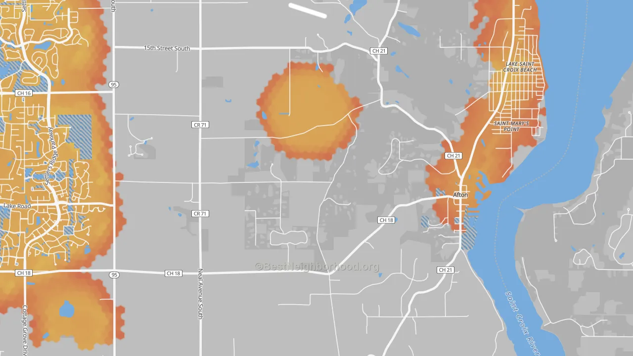 Bike Grade map of 55001, MN