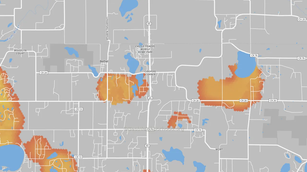Bike Grade map of 55005, MN