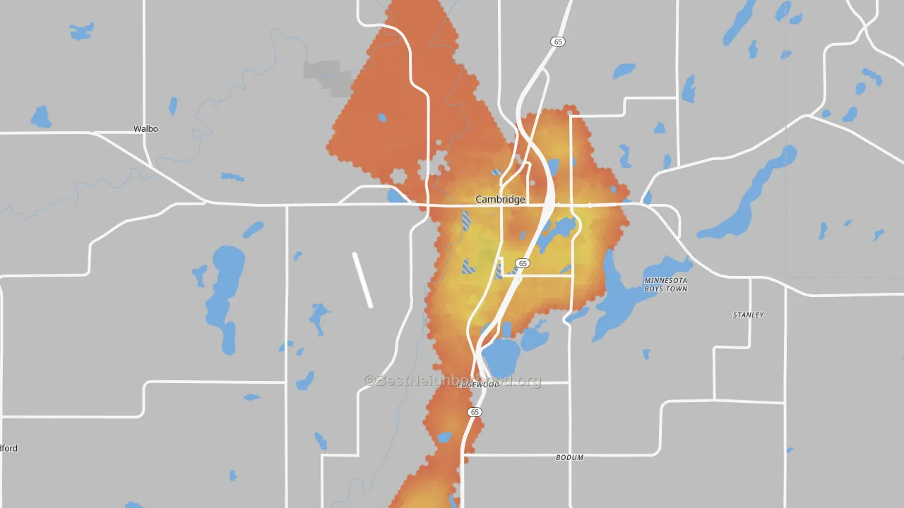Bike Grade map of 55008, MN