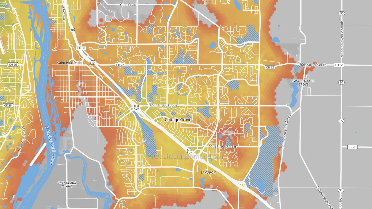 Bike Grade map of 55016, MN