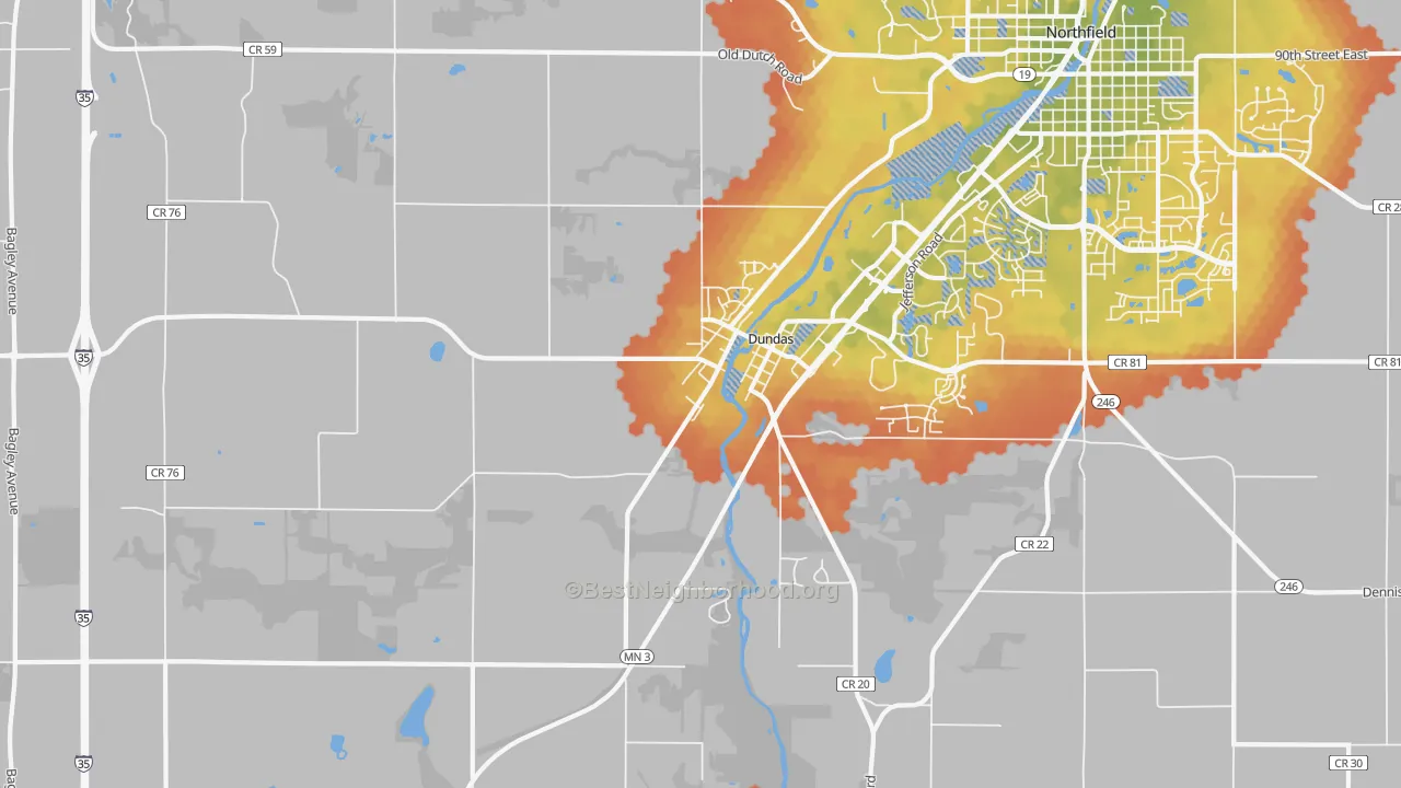 Bike Grade map of 55019, MN