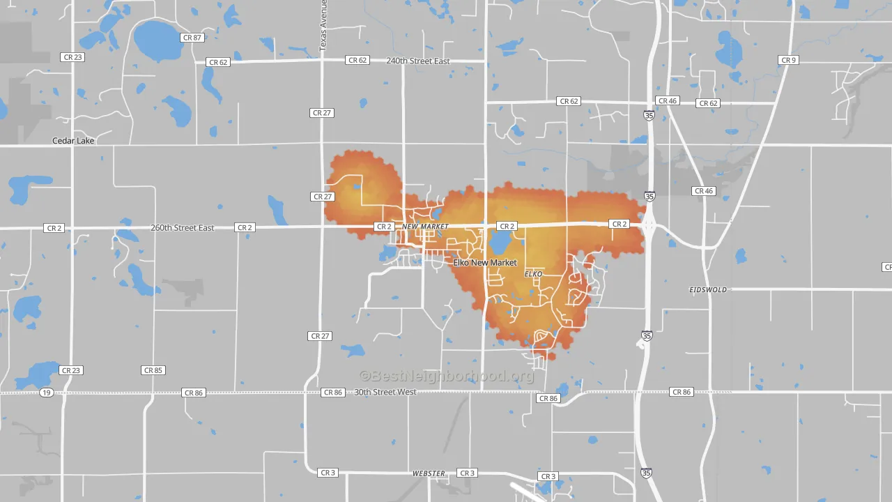 Bike Grade map of 55020, MN