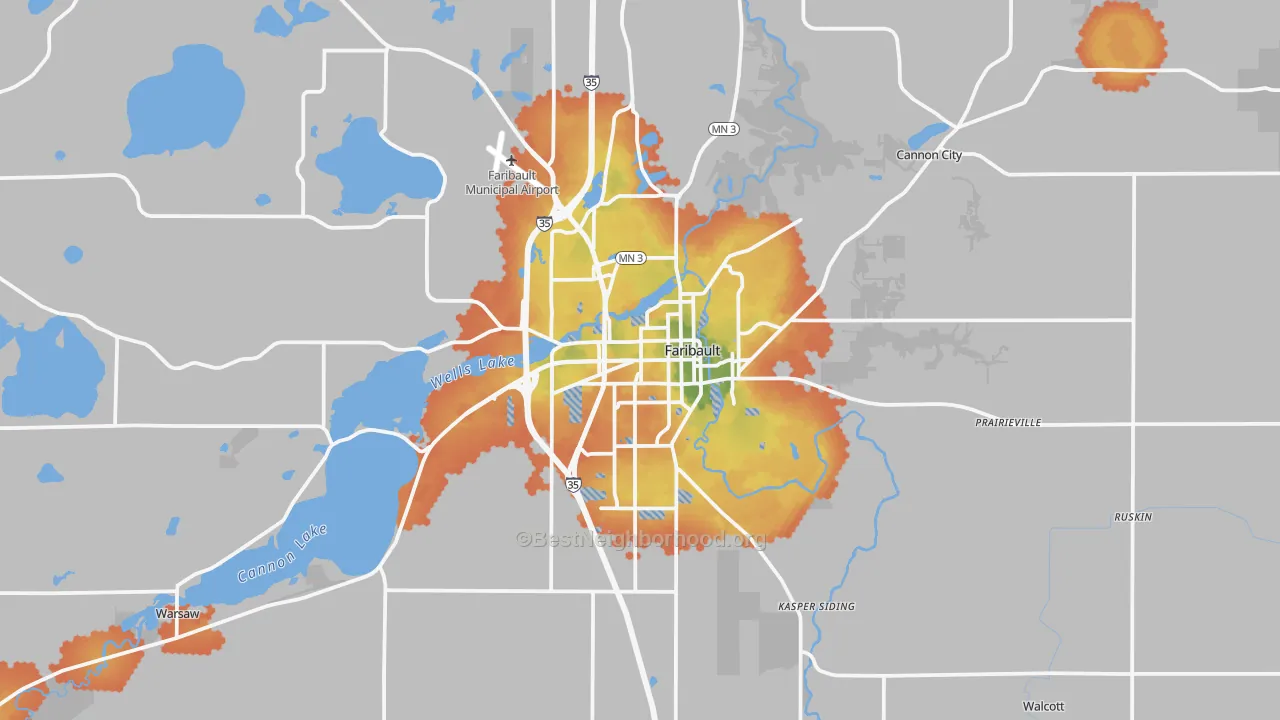 Bike Grade map of 55021, MN