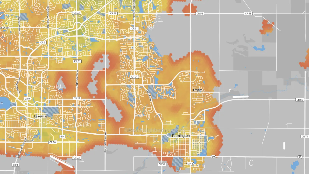 Bike Grade map of 55024, MN