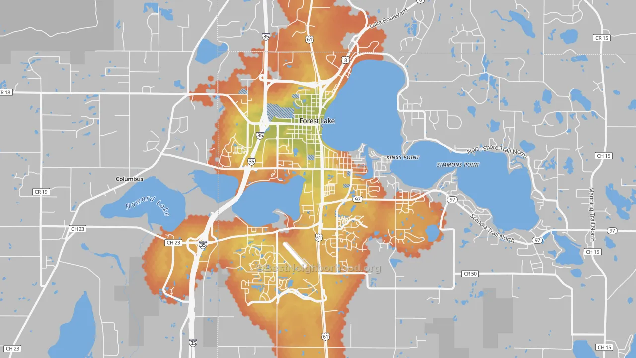 Bike Grade map of 55025, MN