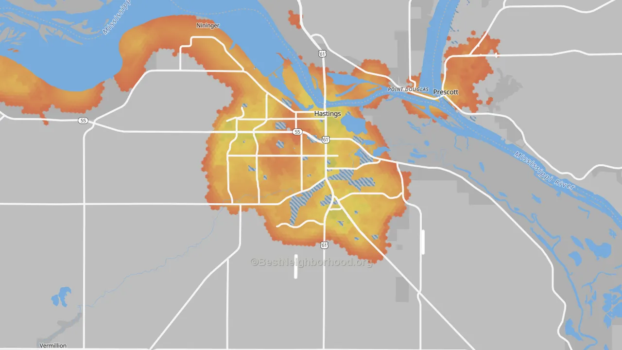Bike Grade map of 55033, MN