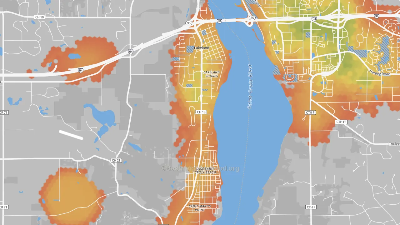 Bike Grade map of 55043, MN