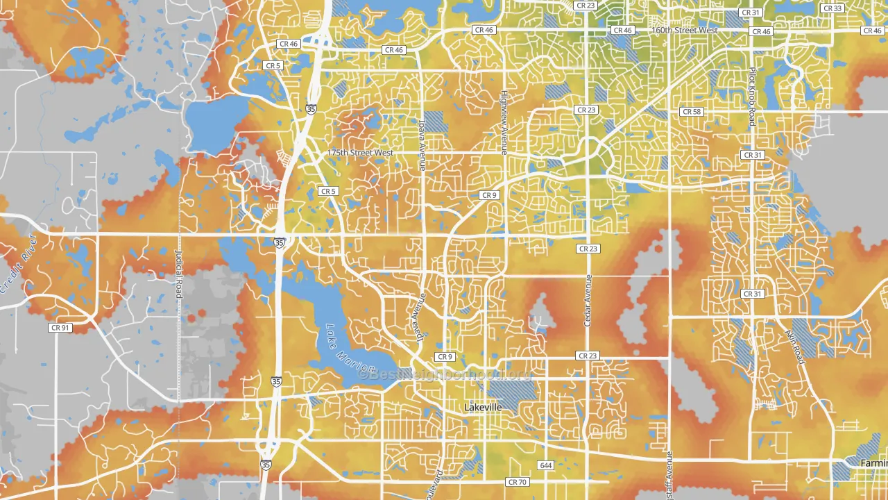 Bike Grade map of 55044, MN