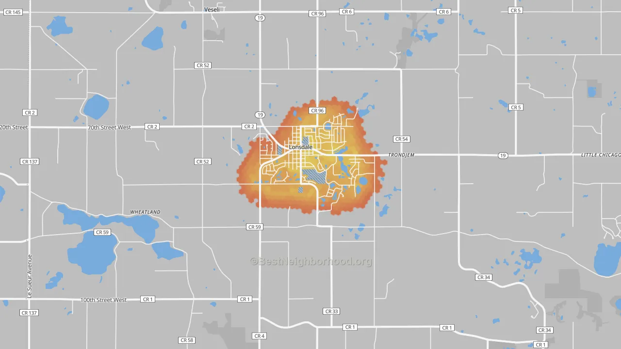Bike Grade map of 55046, MN