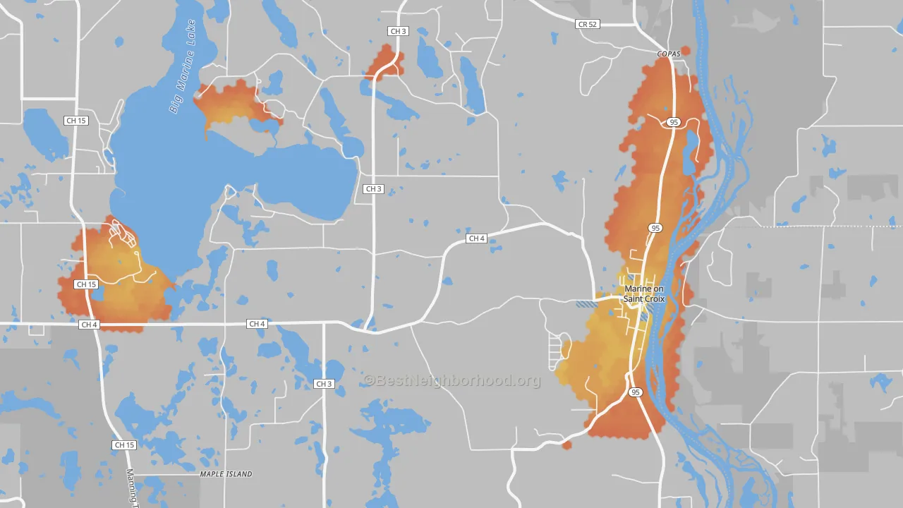Bike Grade map of 55047, MN