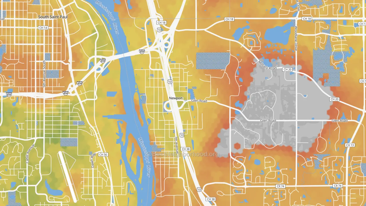 Bike Grade map of 55055, MN