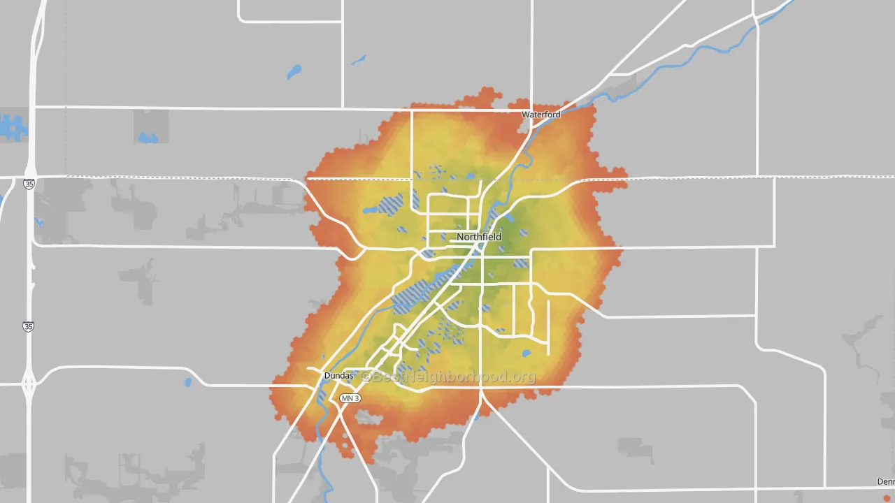 Bike Grade map of 55057, MN