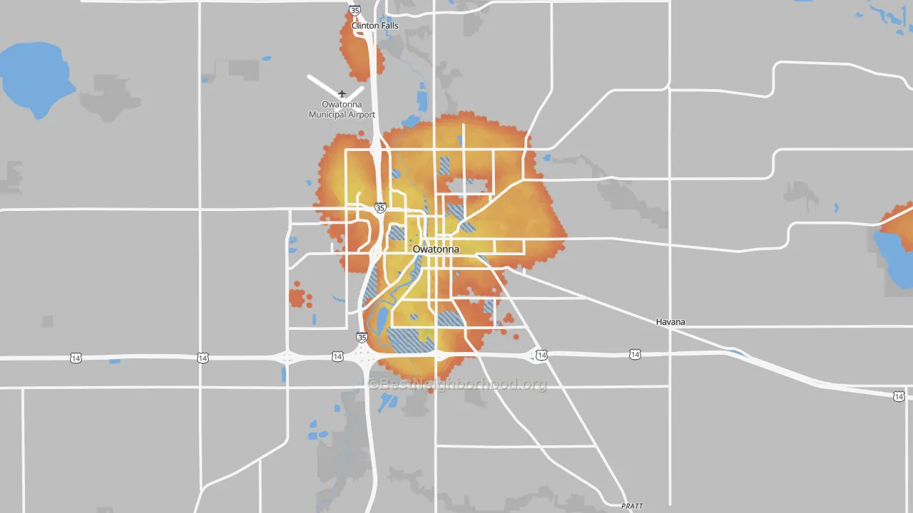 Bike Grade map of 55060, MN