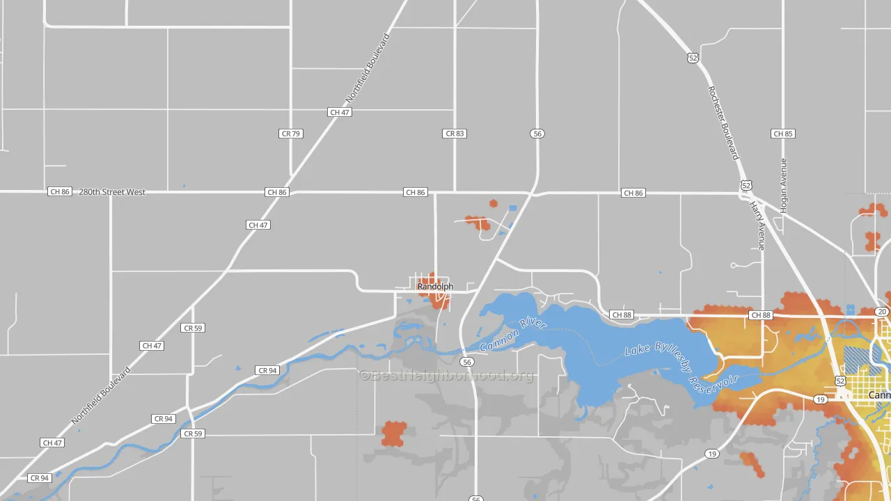 Bike Grade map of 55065, MN