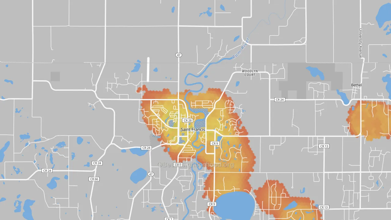 Bike Grade map of 55070, MN